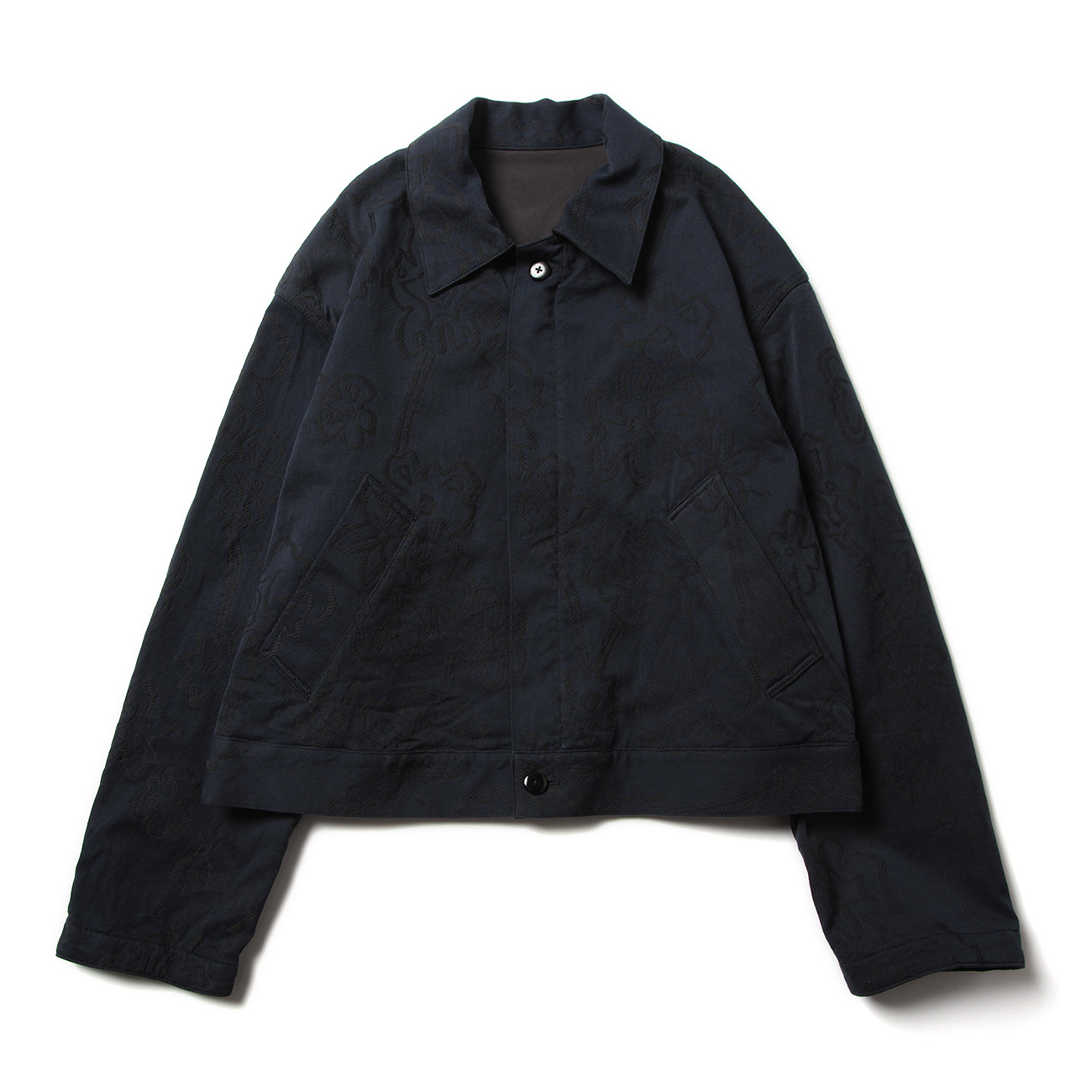 URU / ウル | COTTON JACQUARD - TRUCKER JACKET - D.Navy | 通販