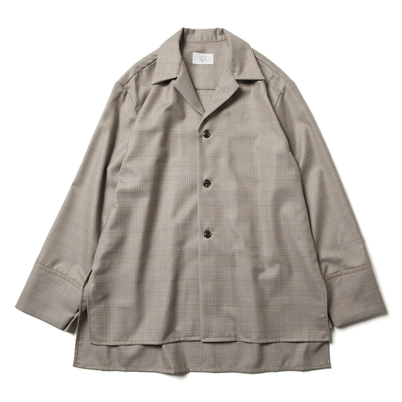 URU / ウル | WOOL CHECK - OPEN COLLAR SHIRTS - Beige | 通販