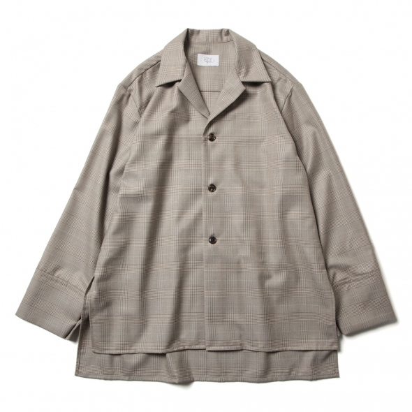 URU / ウル | WOOL CHECK - OPEN COLLAR SHIRTS - Beige | 通販 - 正規