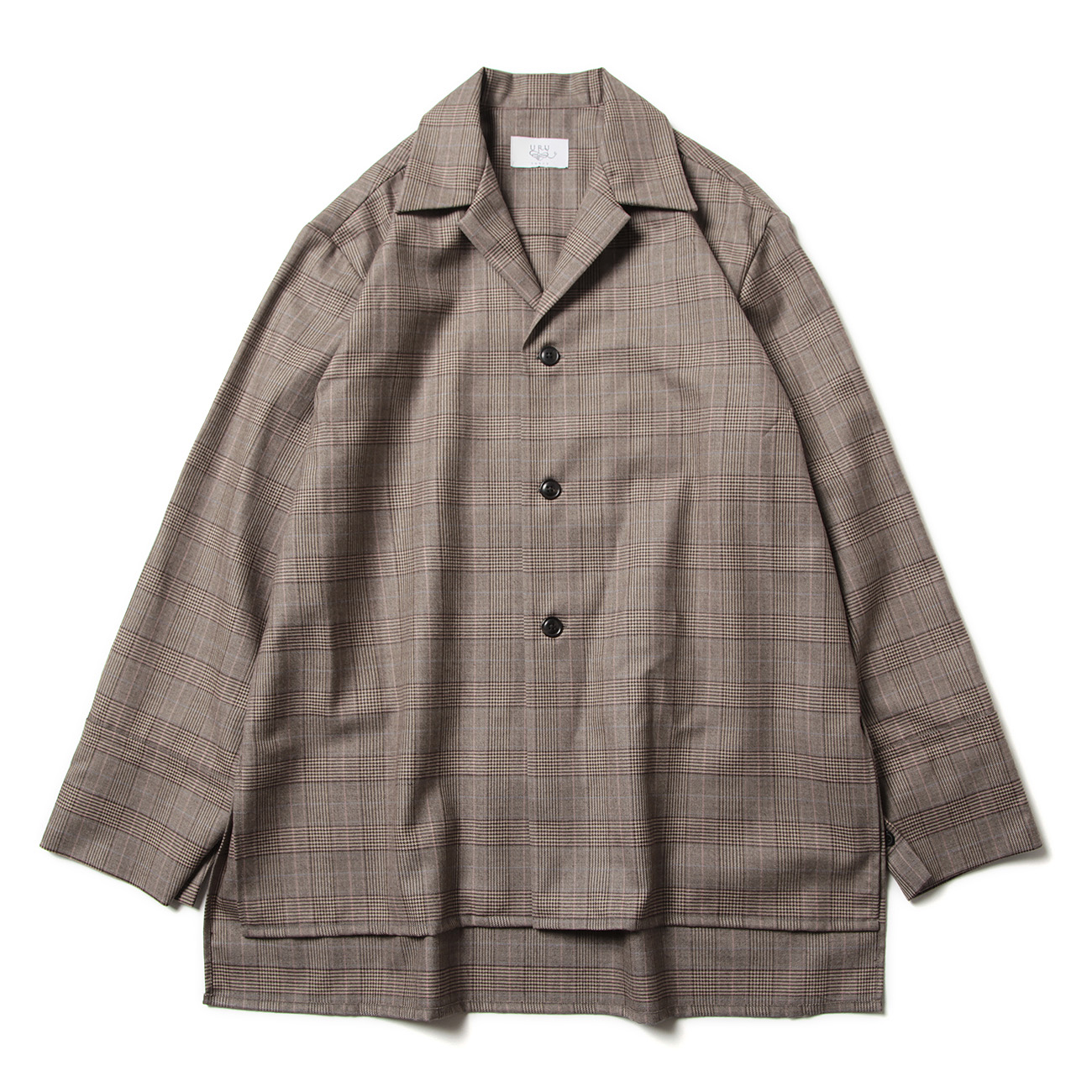 URU / ウル | WOOL CHECK - OPEN COLLAR SHIRTS - Brown | 通販 - 正規