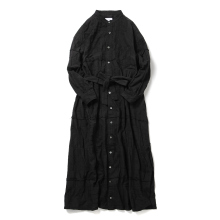 ENGINEERED GARMENTS / エンジニアドガーメンツ | Banded Collar Dress - Cotton Fringe Patchwork (レディース) - Black