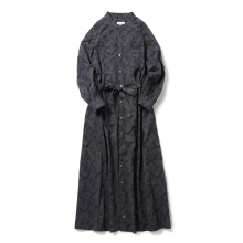 ENGINEERED GARMENTS / エンジニアドガーメンツ | Banded Collar Dress - Cotton Deco Jacquard (レディース) - Navy / Grey