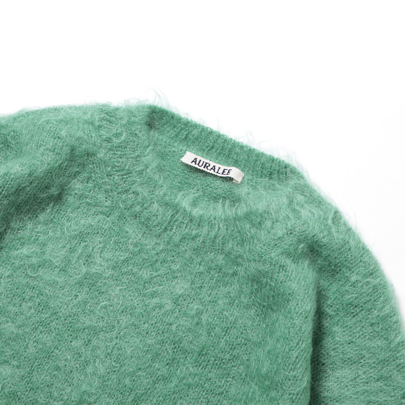 BRUSHED SUPER KID MOHAIR KNIT P/O - Jade Green 首元