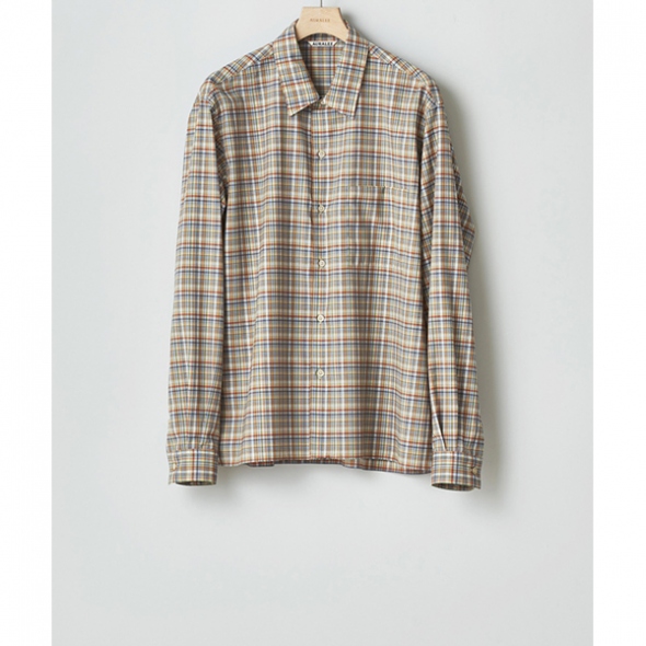 WASHABLE SUPER LIGHT WOOL CHECK SHIRTS - Mix Blue Check