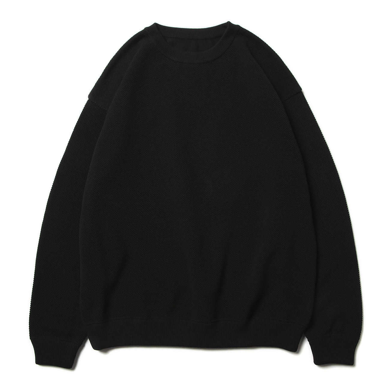 Light Moss stitch L/S sweat - exclusively color - Black