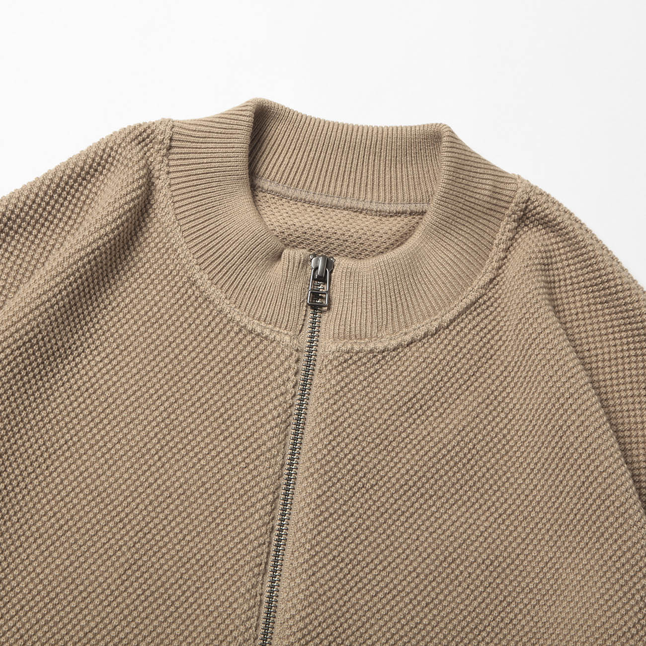 Moss stitch Zip CD - Camel