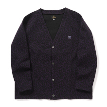 Needles / ニードルズ | V Neck Cardigan - Poly Jq. / Paisley - Purple/Black