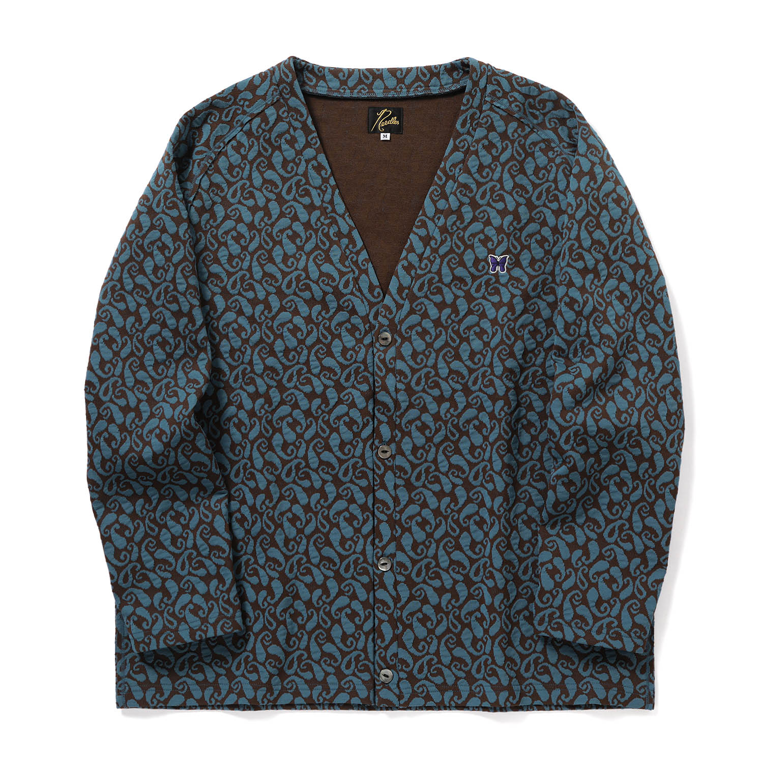 Needles / ニードルズ | V Neck Cardigan - Poly Jq. / Paisley - Blue