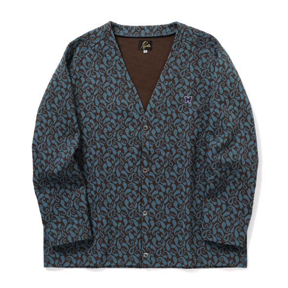 Needles / ニードルズ | V Neck Cardigan - Poly Jq. / Paisley - Blue