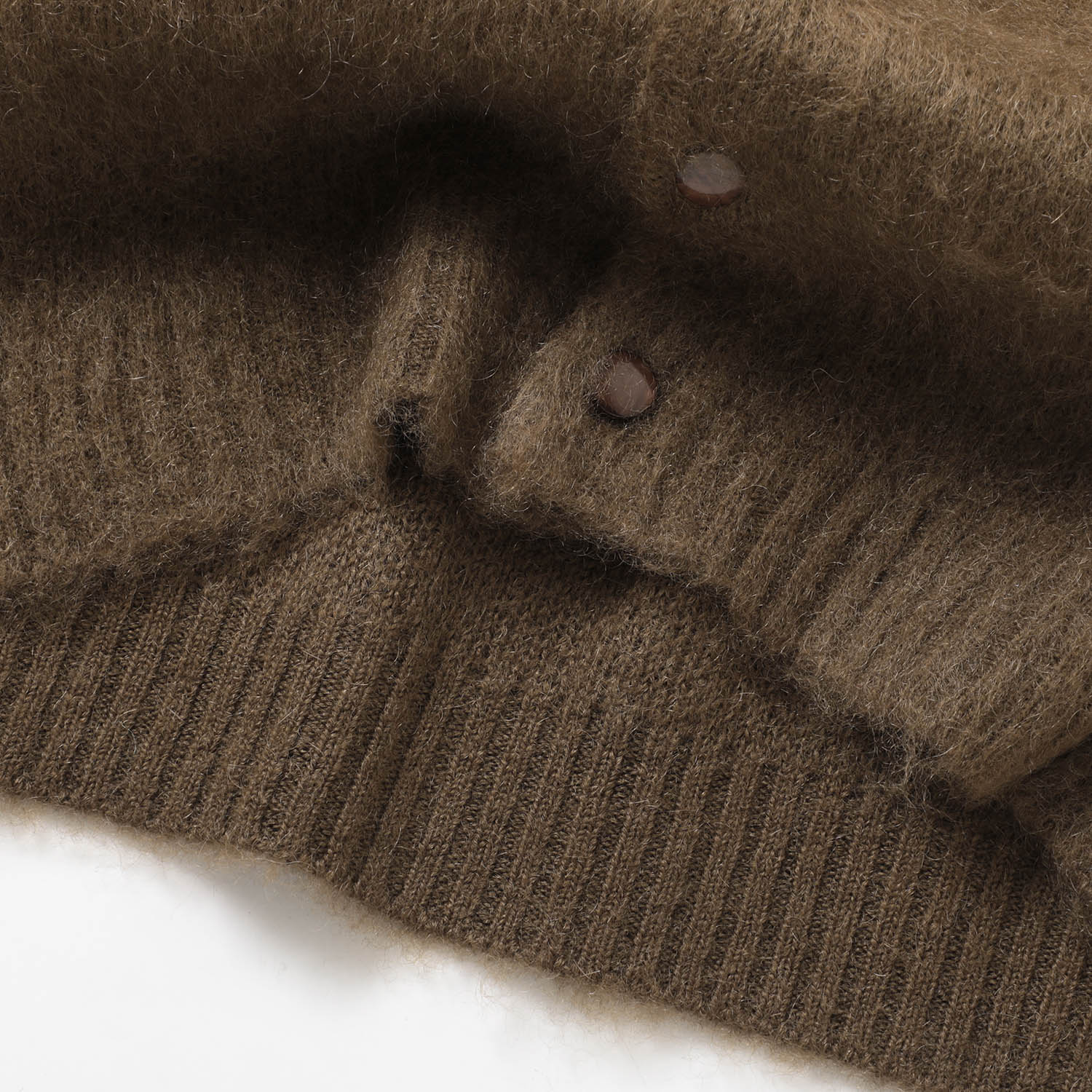 Needles / ニードルズ | Mohair Crew Neck Cardigan - Solid - Brown