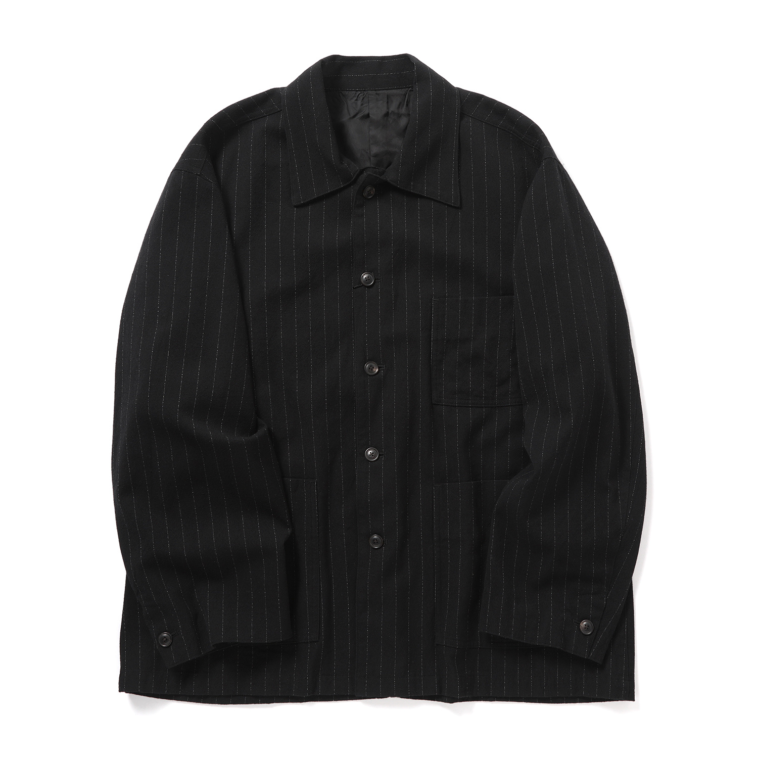 URU / ウル | WOOL SILK LINEN - COVERALL JACKET - Black | 通販