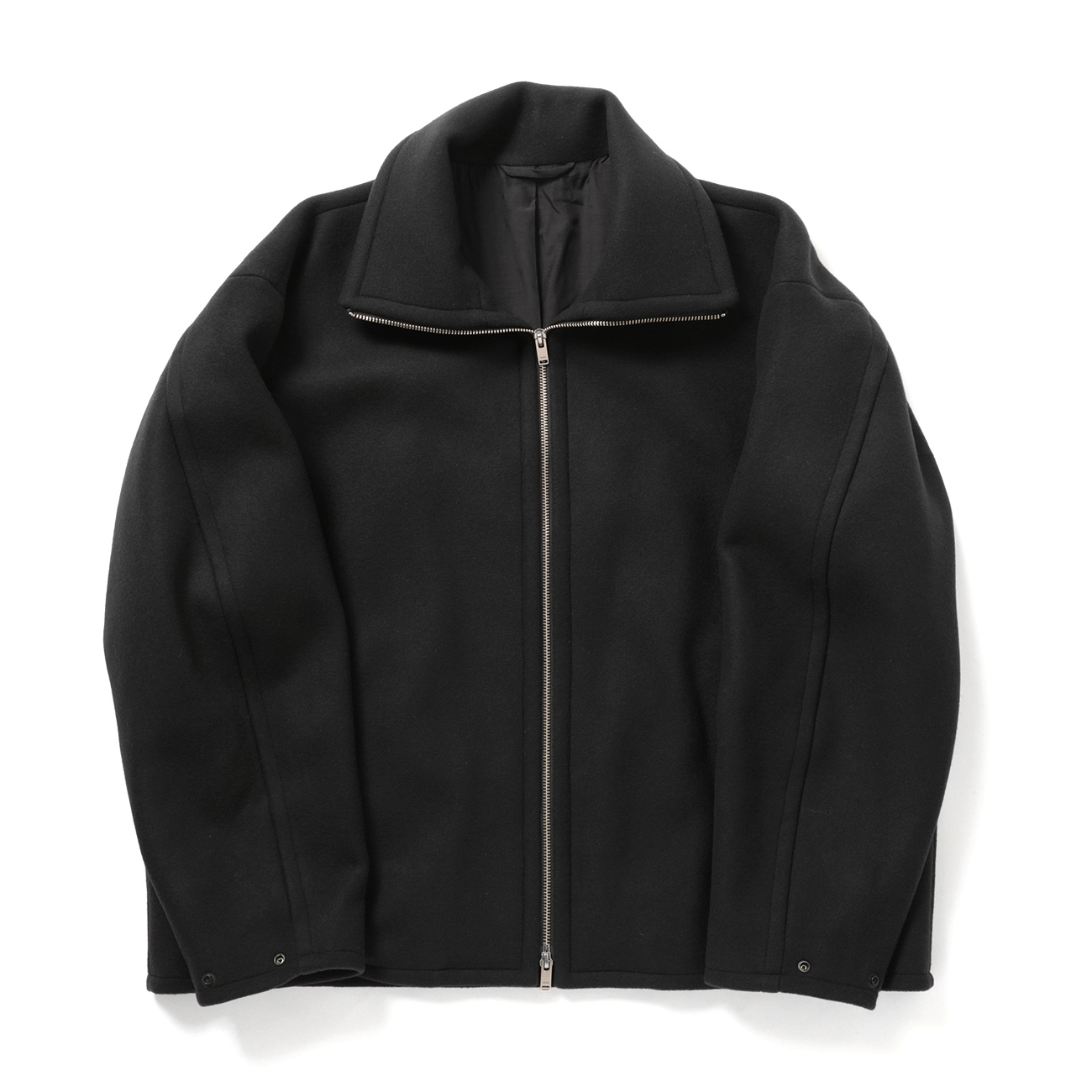 YOKE / ヨーク | Melton Stand Collar Zip Blouson - Black | 通販 