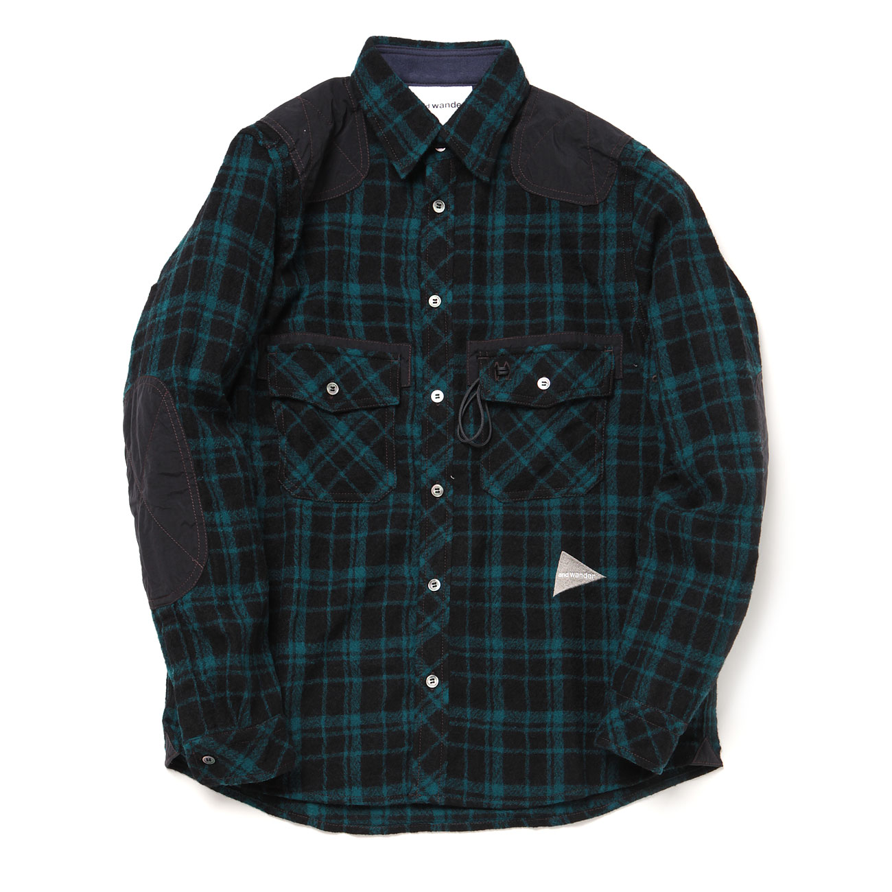 and wander / アンドワンダー|wool check shirt (M) - Black | 通販