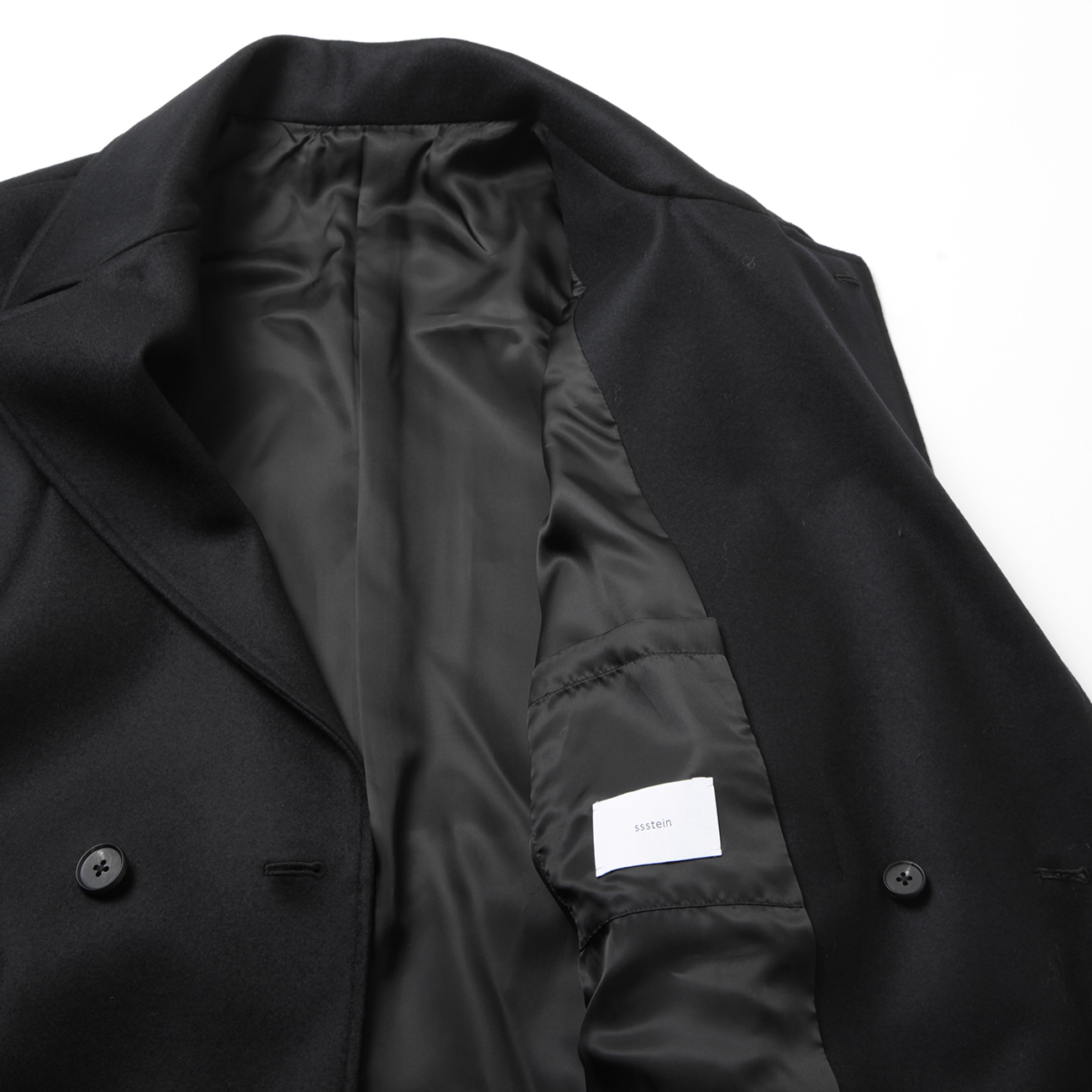 stein / シュタイン | DOUBLE LAPELED DOUBLE BREASTED COAT - Black x Black | 通販 -  正規取扱店 | COLLECT STORE / コレクトストア