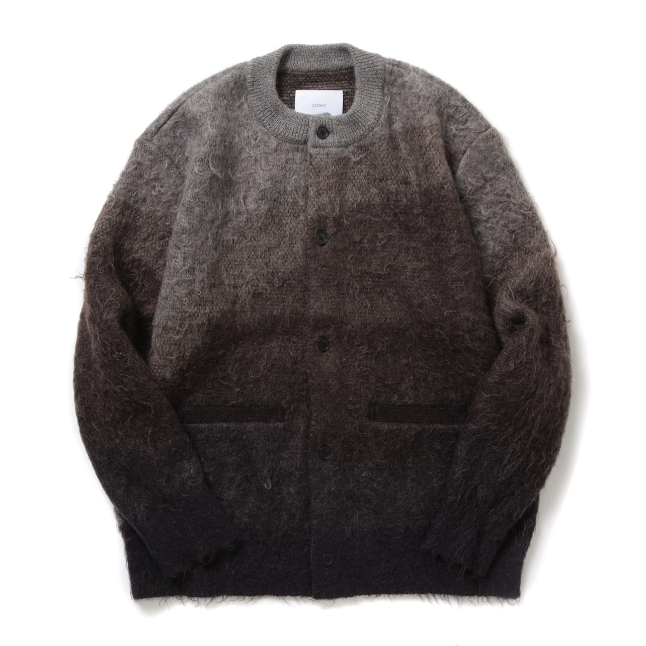 GRADATION MOHAIR KNIT CARDIGAN - Brown Grey Gradation