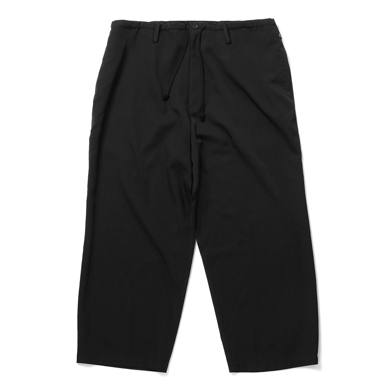 HJ-P05-100-2 / WOOL GABARDINE STANDARD STRING PANTS - Black