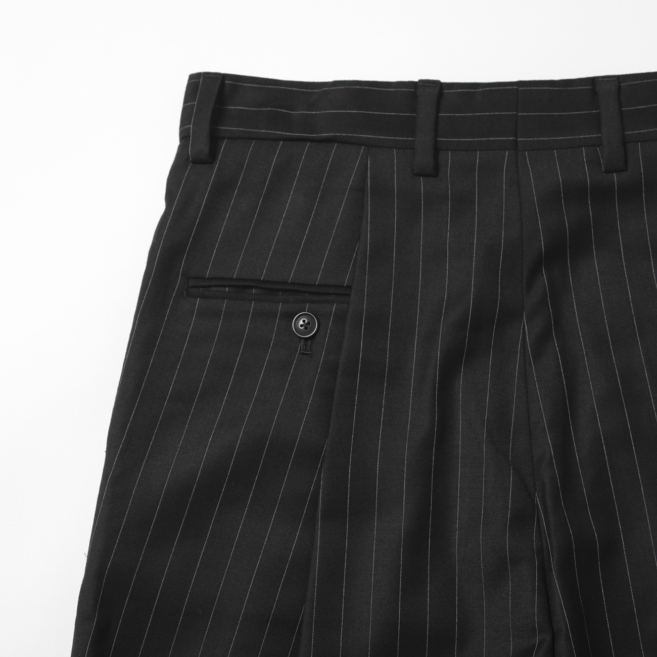 パンツ URU WOOL STRIPE PANT URU / ウル | WOOL STRIPE - 1 TUCK PANTS - Black | 通販 - 正規取扱