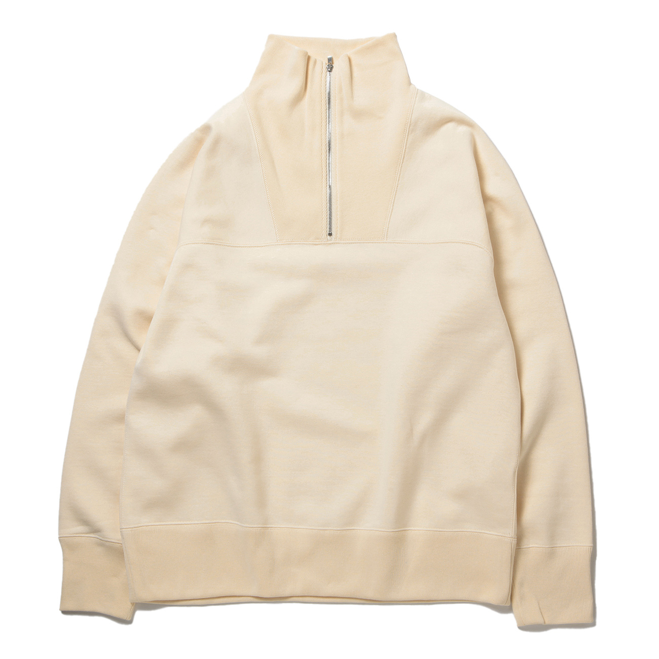 AUBETT / オーベット | コットン空紡裏毛 ハーフジップ - Oatmeal