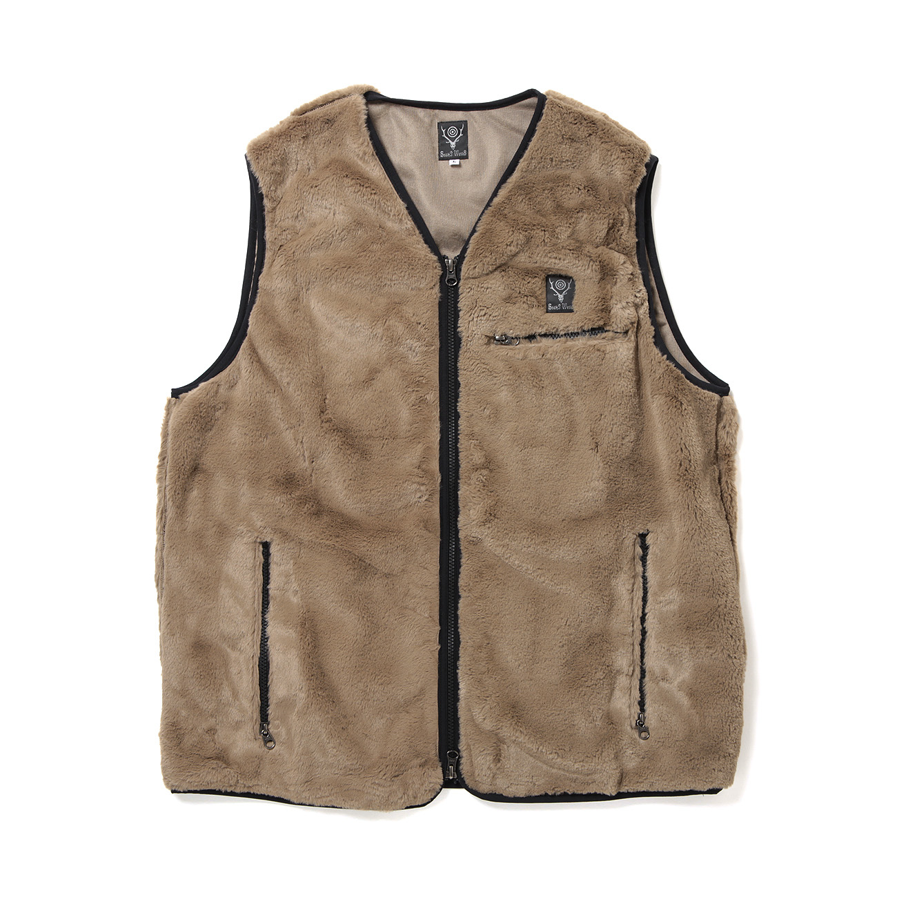 Piping Vest - Micro Fur - Brown