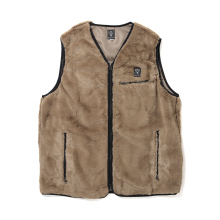 South2 West8 / サウスツーウエストエイト | Piping Vest - Micro Fur - Brown