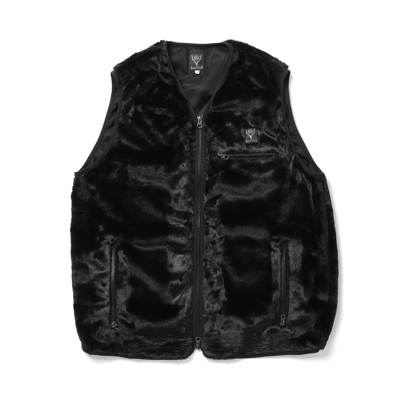Piping Vest - Micro Fur - Black