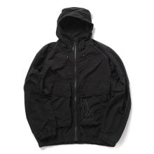 and wander / アンドワンダー | ROA garment dye nylon hooded jacket - Black