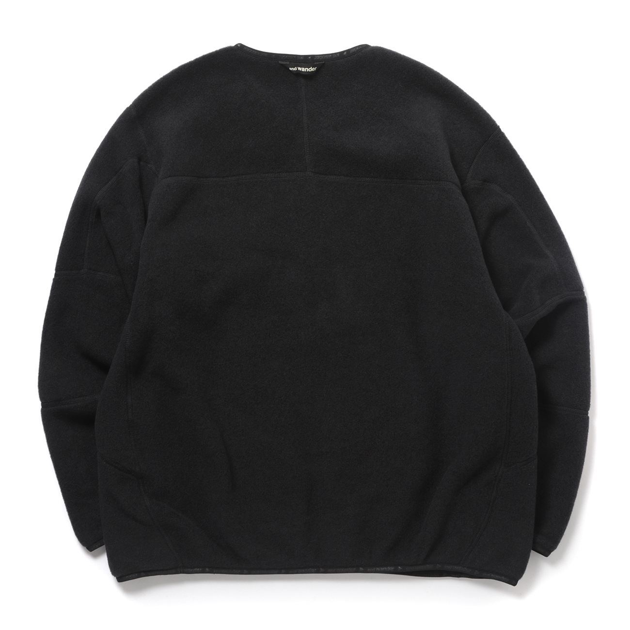and wander / アンドワンダー | wool fleece cardigan - Black