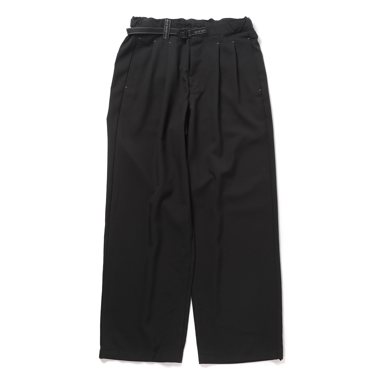 and wander / アンドワンダー | PE melange twill wide pants - Black