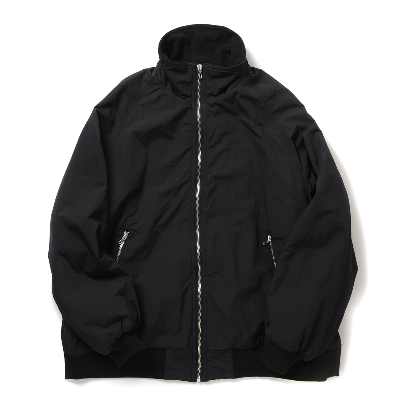 NYLON FLEECE - ZIP UP BLOUSON - Black