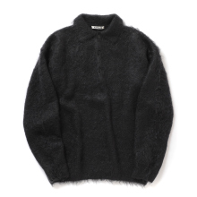 BRUSHED SUPER KID MOHAIR KNIT POLO　ブラック AURALEE / Brushed Super Kid Mohair Knit Polo | twelve