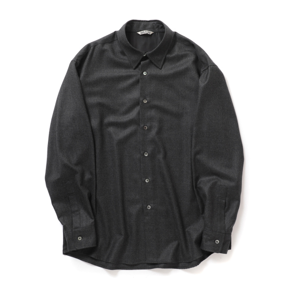 AURALEE SUPER LIGHT WOOL SHIRTS オーラリー　黒 Auralee Super Light Wool Shirt Black at CareOfCarl.com