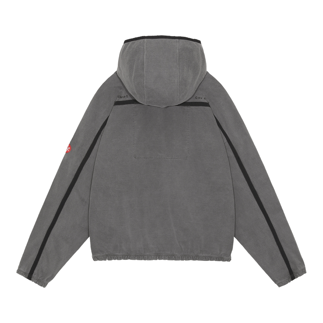 OVERDYE TAPED LIGHT ZIP HOODY - Charcoal