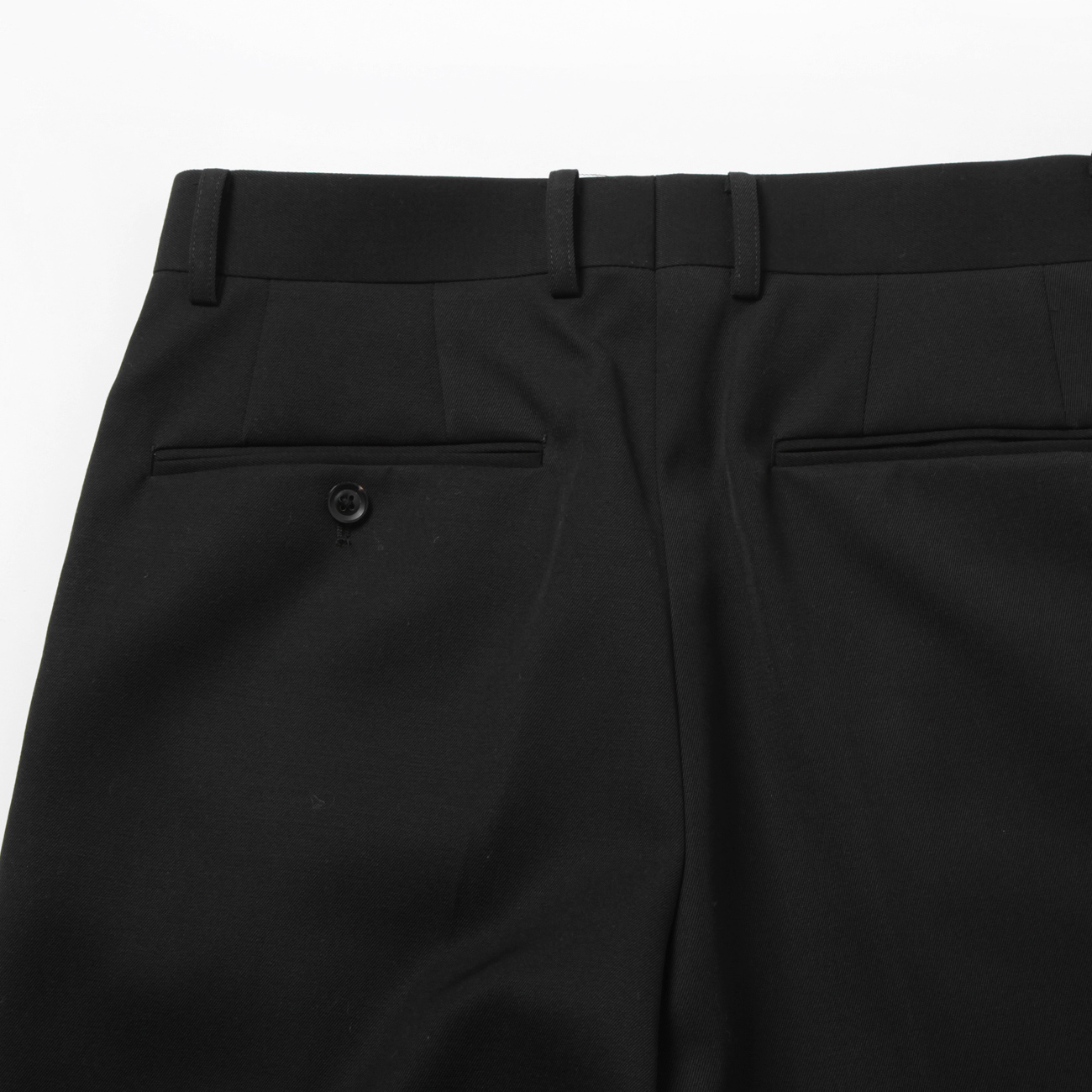 INTERIM / インテリム | PURE BLACK WOOL 2-TUCK STRAIGHT SLACKS