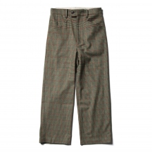 WOOL CHECK WIDE PANTS - Green