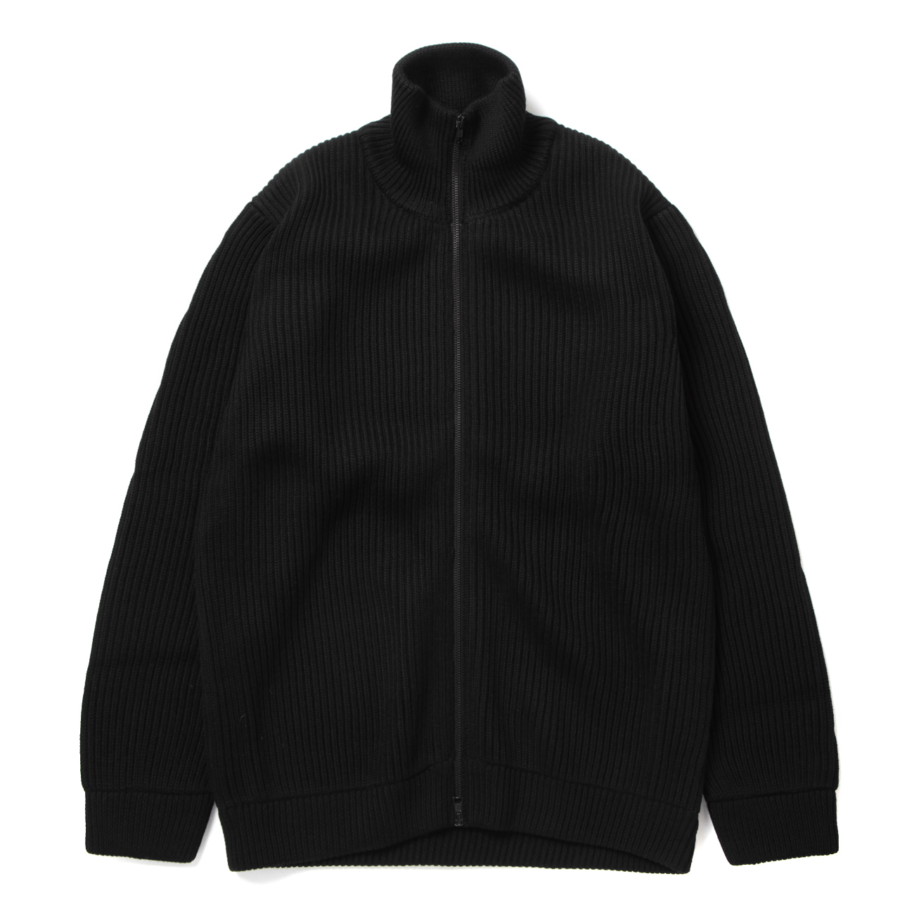 LIMITED HAND FRAMED DRIVERS ZIP KNIT - Black