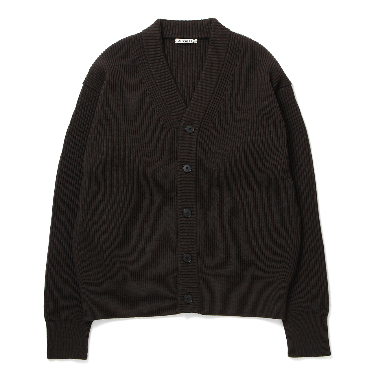 AURALEE / オーラリー | FRENCH MERINO RIB KNIT CARDIGAN - Dark