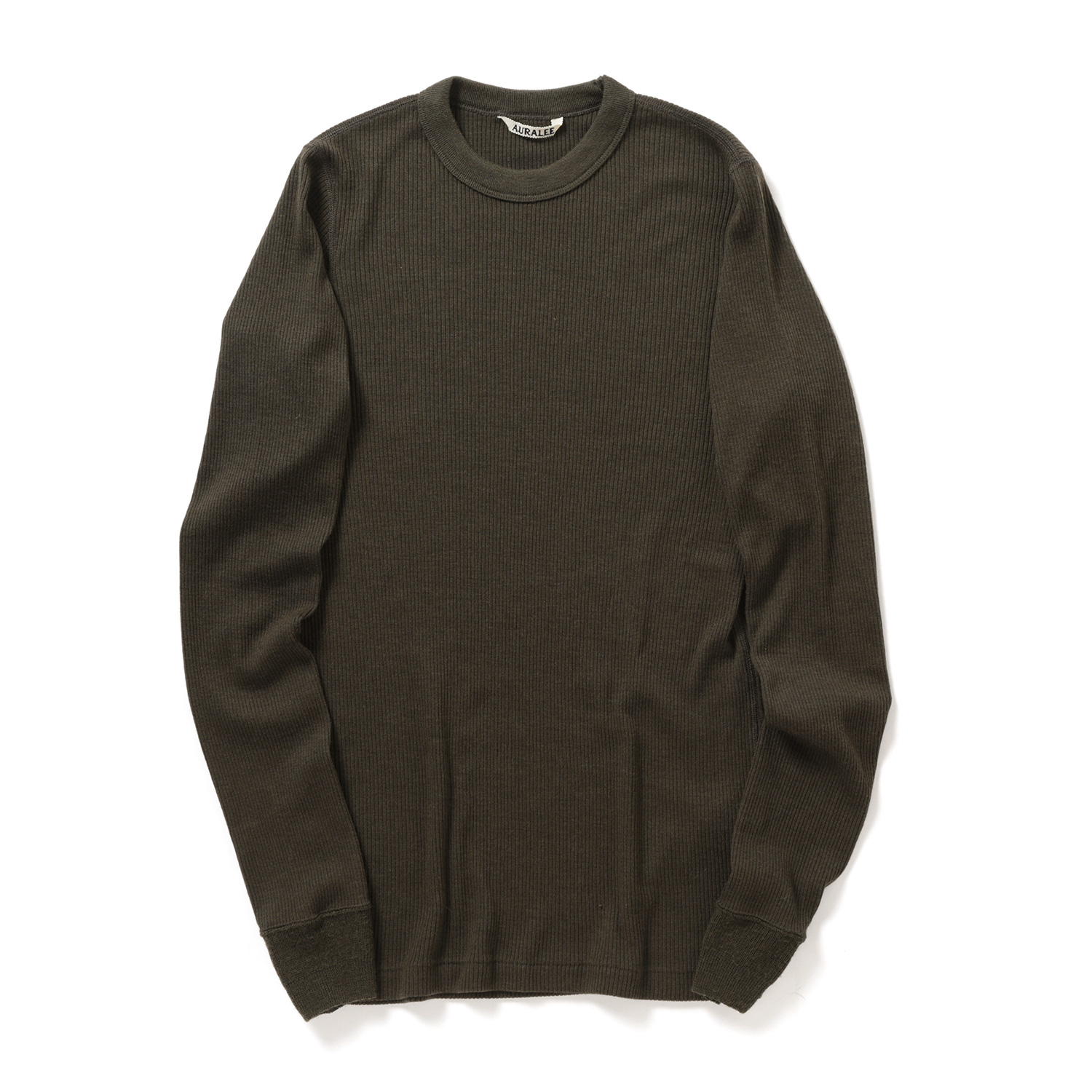 AURALEE / オーラリー | WOOL SILK SOFT RIB L/S TEE (メンズ) - Dark