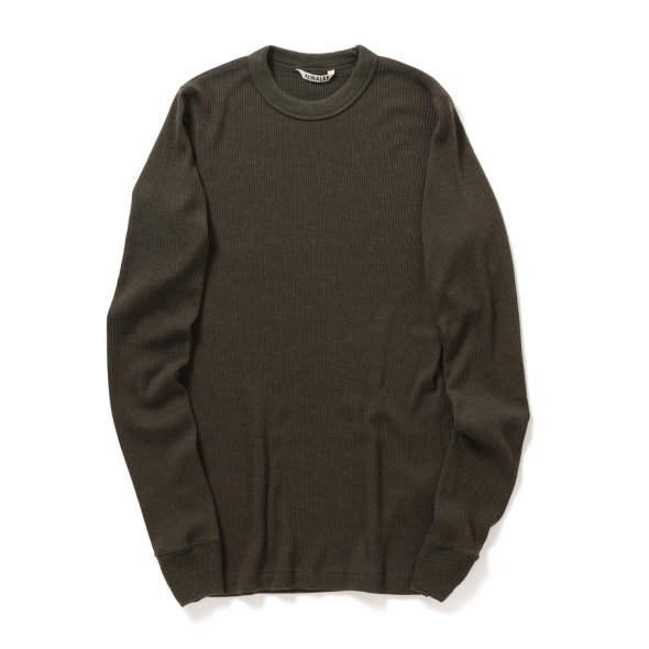 AURALEE / オーラリー | WOOL SILK SOFT RIB L/S TEE (メンズ) - Dark