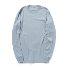 AURALEE / オーラリー | WOOL SILK SOFT RIB L/S TEE (メンズ) - Light Blue