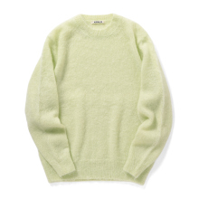 AURALEE / オーラリー | BRUSHED SUPER KID MOHAIR KNIT P/O (メンズ) - Light Lime