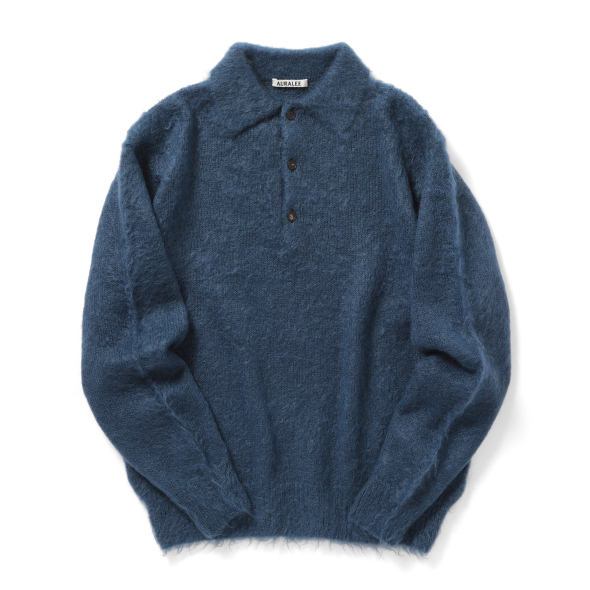 AURALEE / オーラリー | BRUSHED SUPER KID MOHAIR KNIT POLO (メンズ