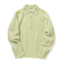 AURALEE / オーラリー | BRUSHED SUPER KID MOHAIR KNIT POLO (メンズ) - Light Lime