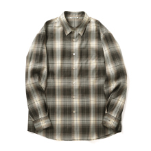 AURALEE / オーラリー | SUPER LIGHT WOOL CHECK SHIRT (メンズ) - Brown Charcoal Check