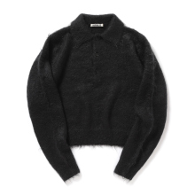AURALEE / オーラリー | BRUSHED SUPER KID MOHAIR KNIT POLO (レディース) - Ink Black