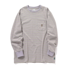 South2 West8 / サウスツーウエストエイト | L/S Round Pocket Tee - Multi Stripe - Lavender