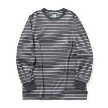 South2 West8 / サウスツーウエストエイト | L/S Round Pocket Tee - Multi Stripe - Grey