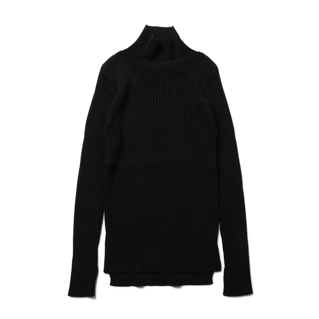 SOLID WOOL RIB TURTLE NECK (レディース) - Black