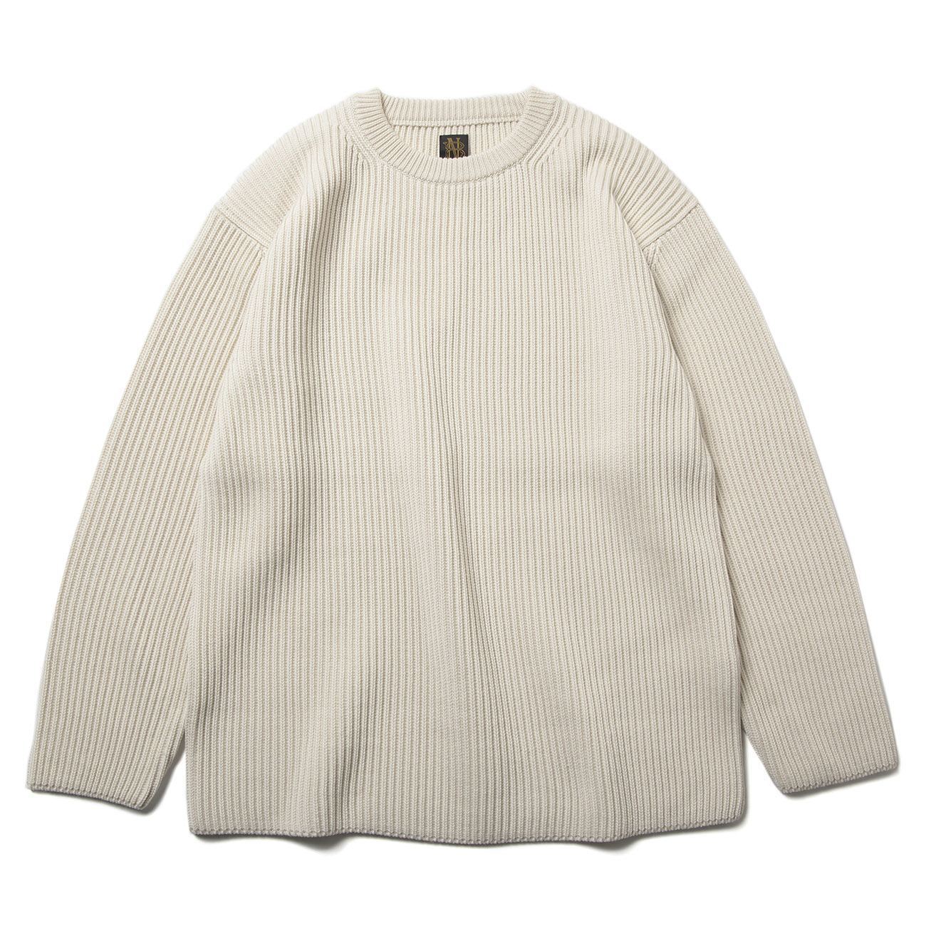 SOLID WOOL RIB CREW NECK (メンズ) - Ivory