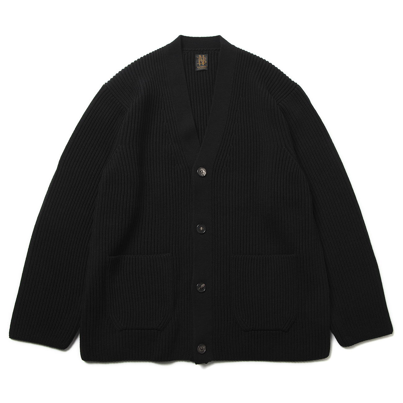 SOLID WOOL RIB CARDIGAN (メンズ) - Black