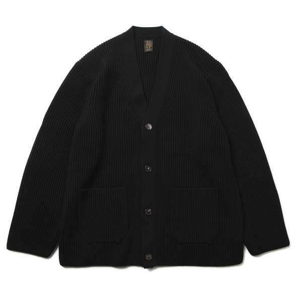 BATONER / バトナー | SOLID WOOL RIB CARDIGAN (メンズ